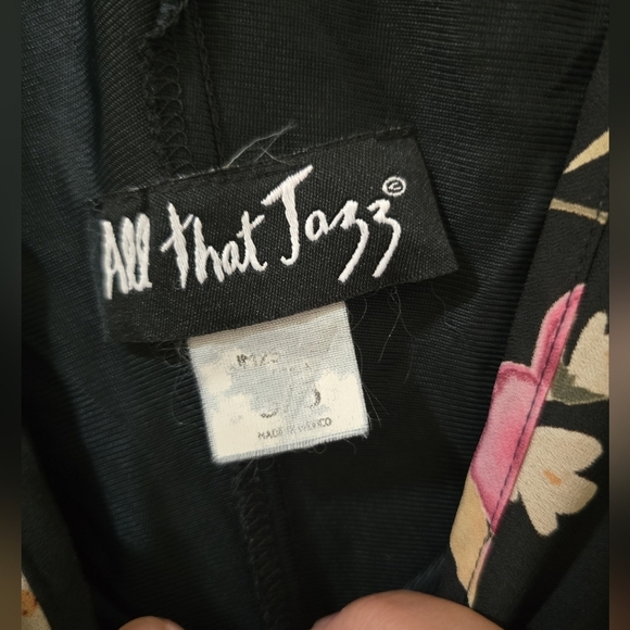 Vintage 90s All That Jazz Moody Dark Floral Midi Dress Small Double V-neckline - Picture 7 of 7